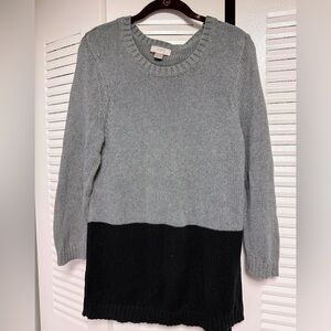 LOFT Color Block Gray and Black Sweater